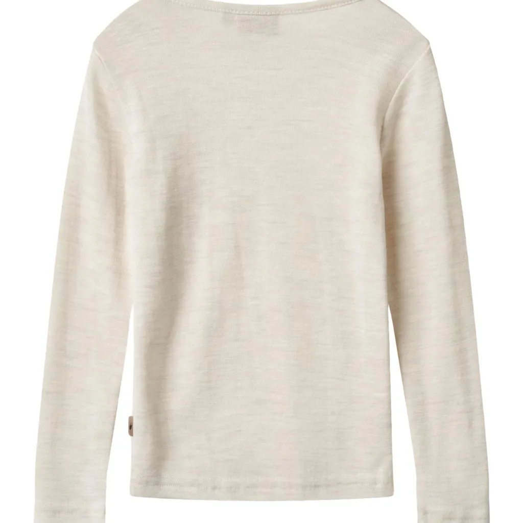 Wool T-Shirt L/S Alfie-1141 eggshell melange>Wheat Clearance