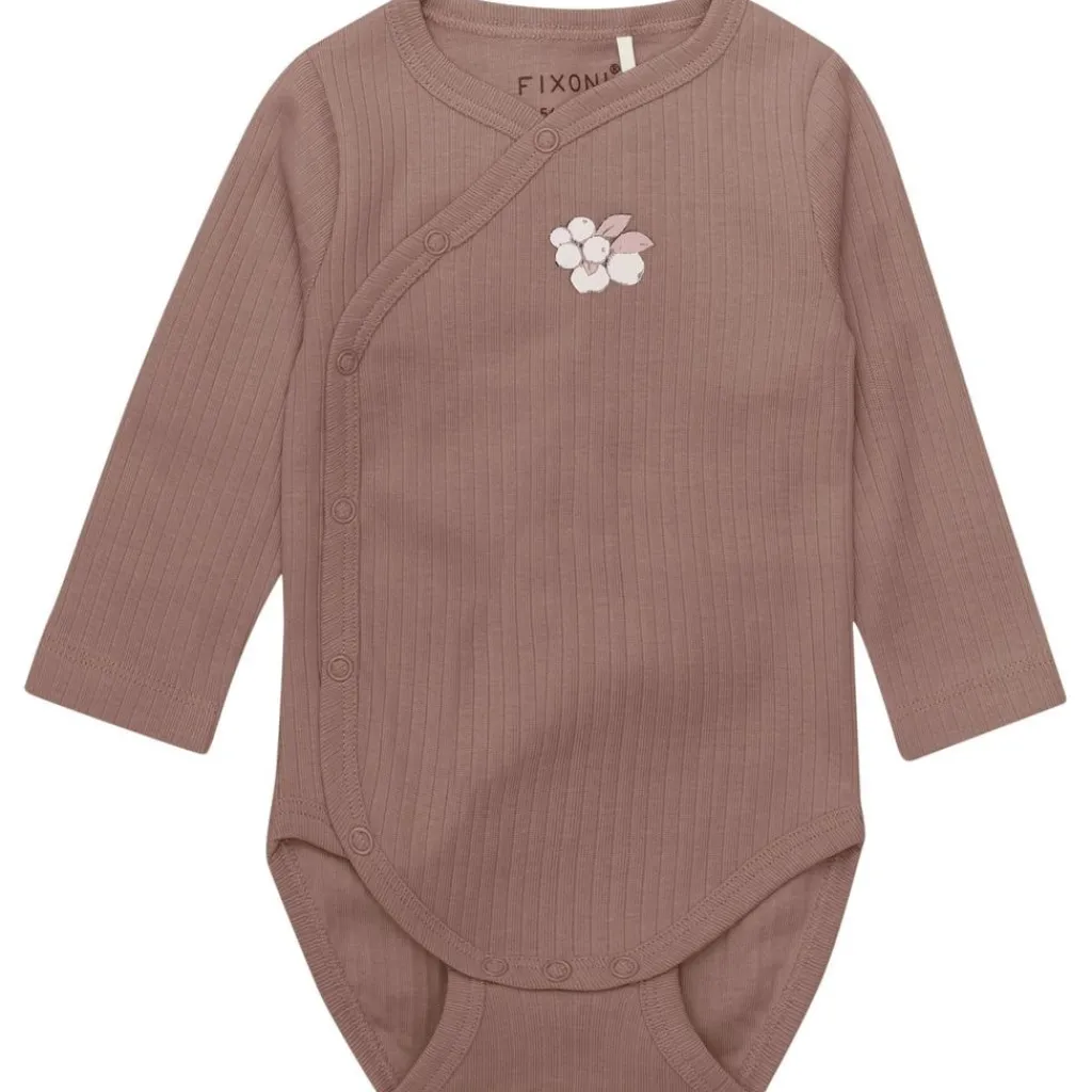 Wrap Body LS 2-Pack Rib Deep Taupe Wrap Body Baby Body Deep Taupe Kollektion>Fixoni Outlet