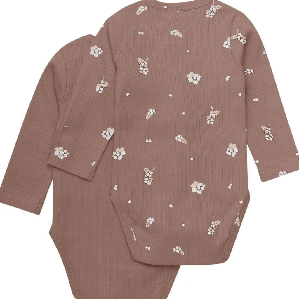 Wrap Body LS 2-Pack Rib Deep Taupe Wrap Body Baby Body Deep Taupe Kollektion>Fixoni Outlet