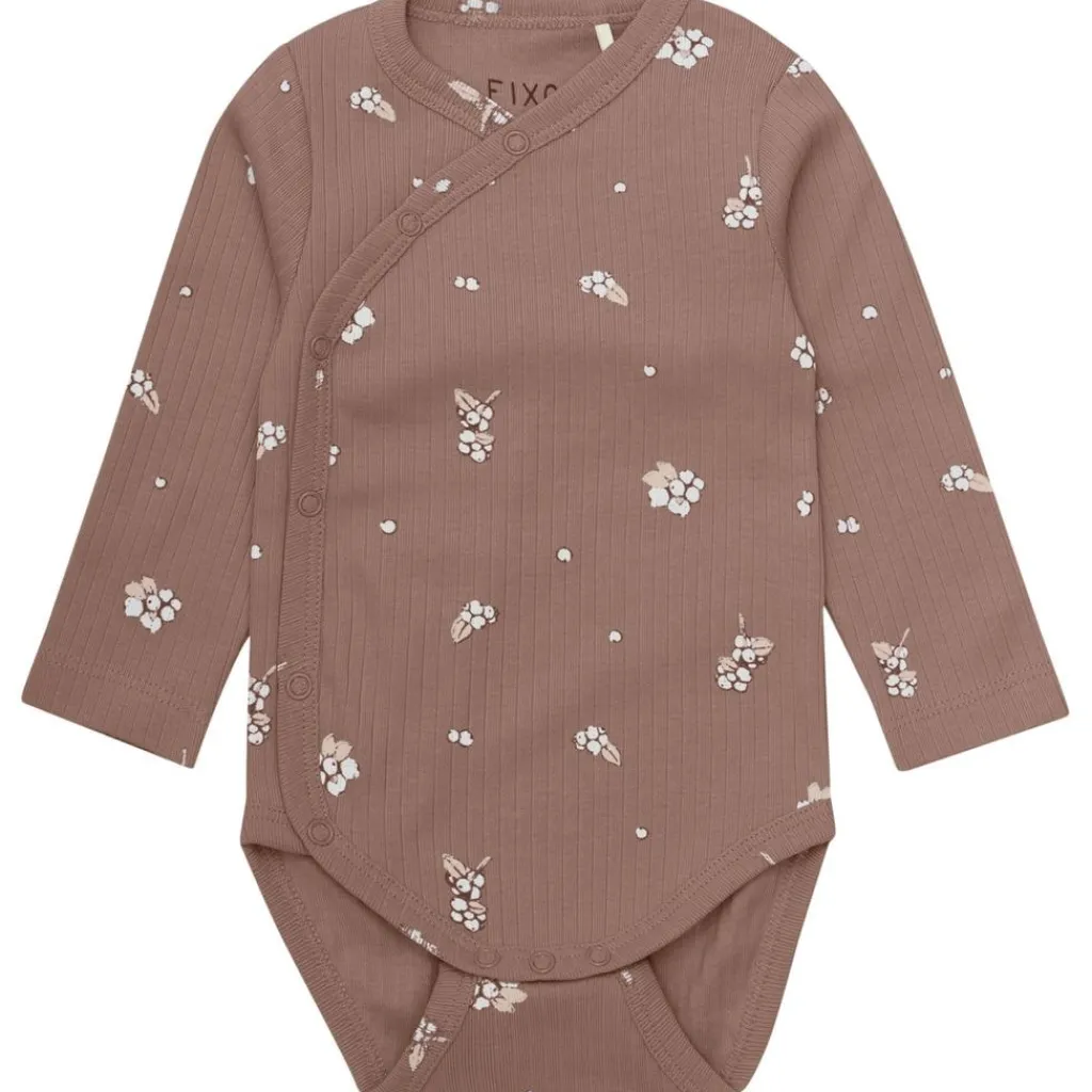 Wrap Body LS 2-Pack Rib Deep Taupe Wrap Body Baby Body Deep Taupe Kollektion>Fixoni Outlet