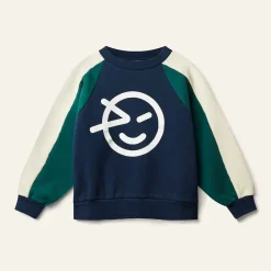 Wynk Panel Sweatshirt Navy Green Cream>Wynken Hot
