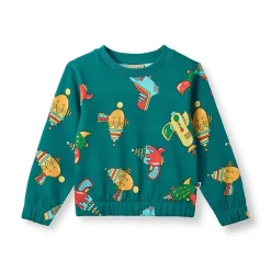 Yapeen With Space Blasters Sweatshirt Petroleum Green>Småfolk Clearance