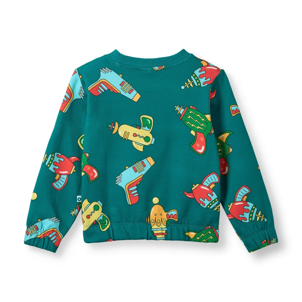 Yapeen With Space Blasters Sweatshirt Petroleum Green>Småfolk Clearance
