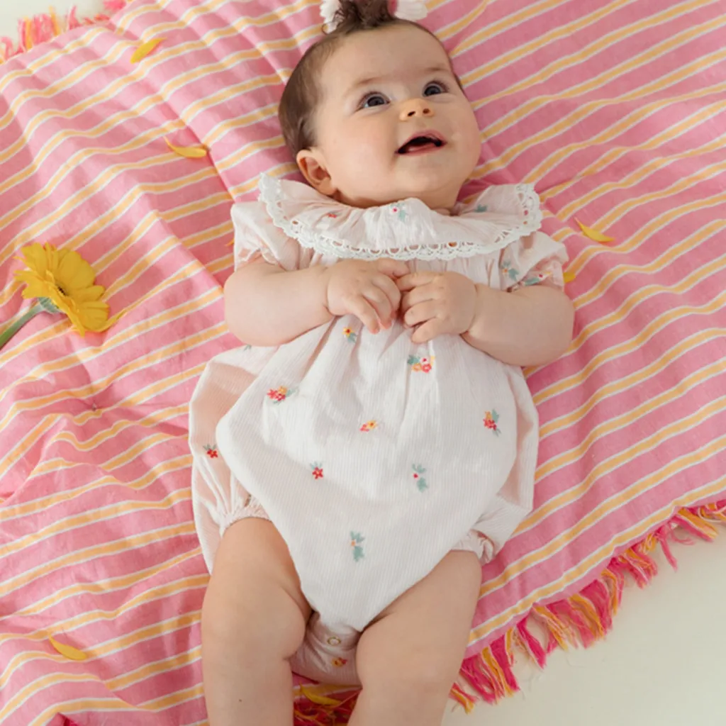 Yolia Romper Pink Bouquet Stripes>Louise Misha Online